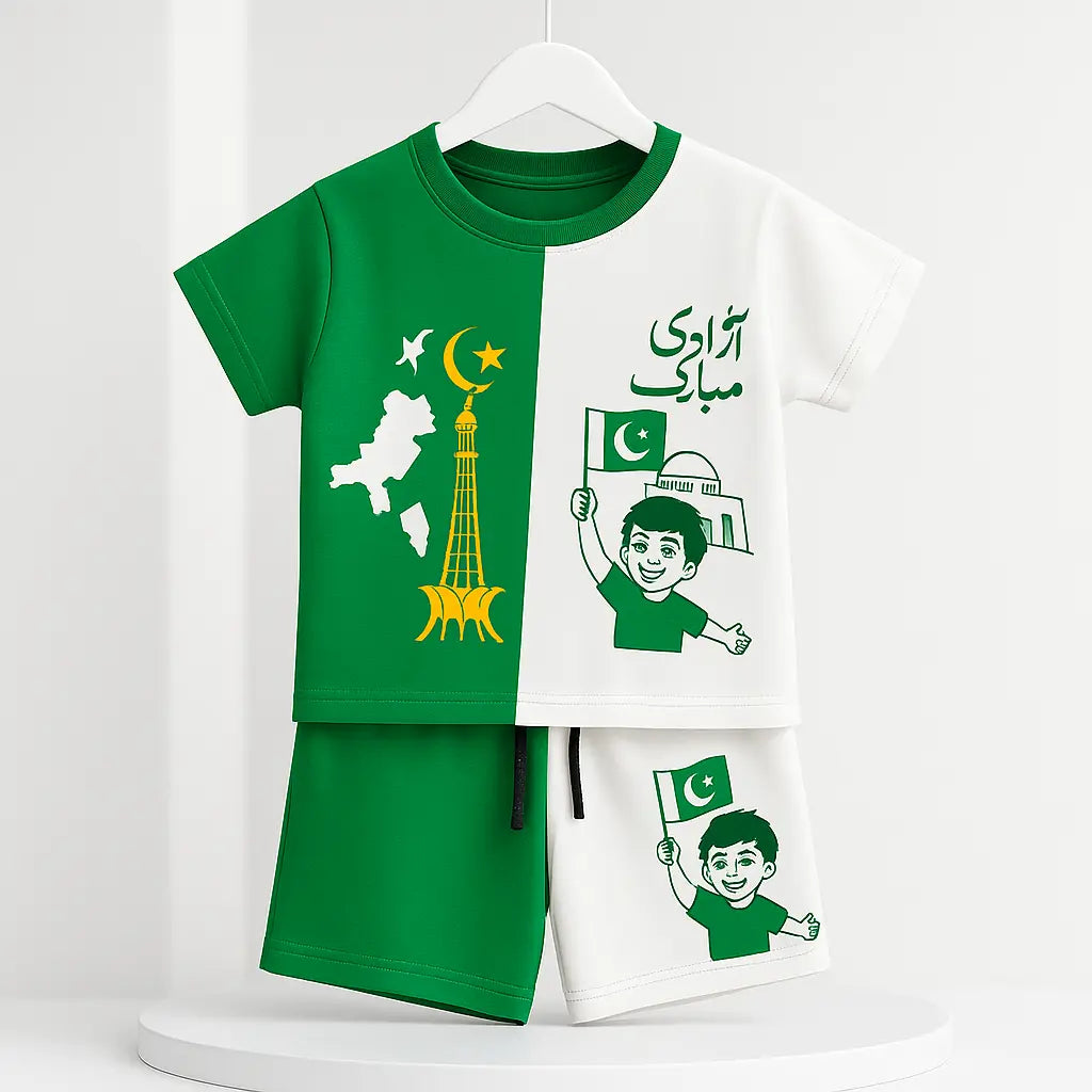 Azadi Mubarak Kids T-Shirt & Shorts Set