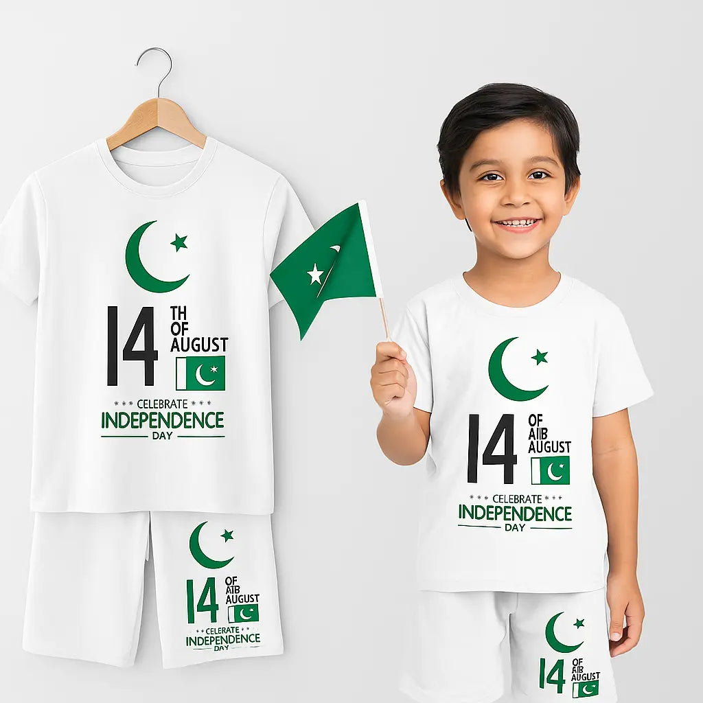14th August Independence Day Kids T-Shirt & Shorts Set