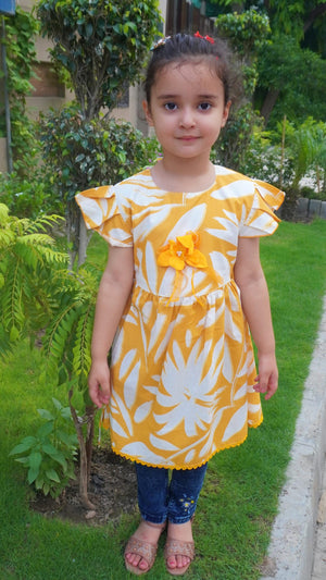 Mustard Sunflower - Yellow Mustard Frock for Girls