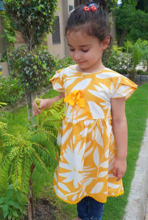 Mustard Sunflower - Yellow Mustard Frock for Girls