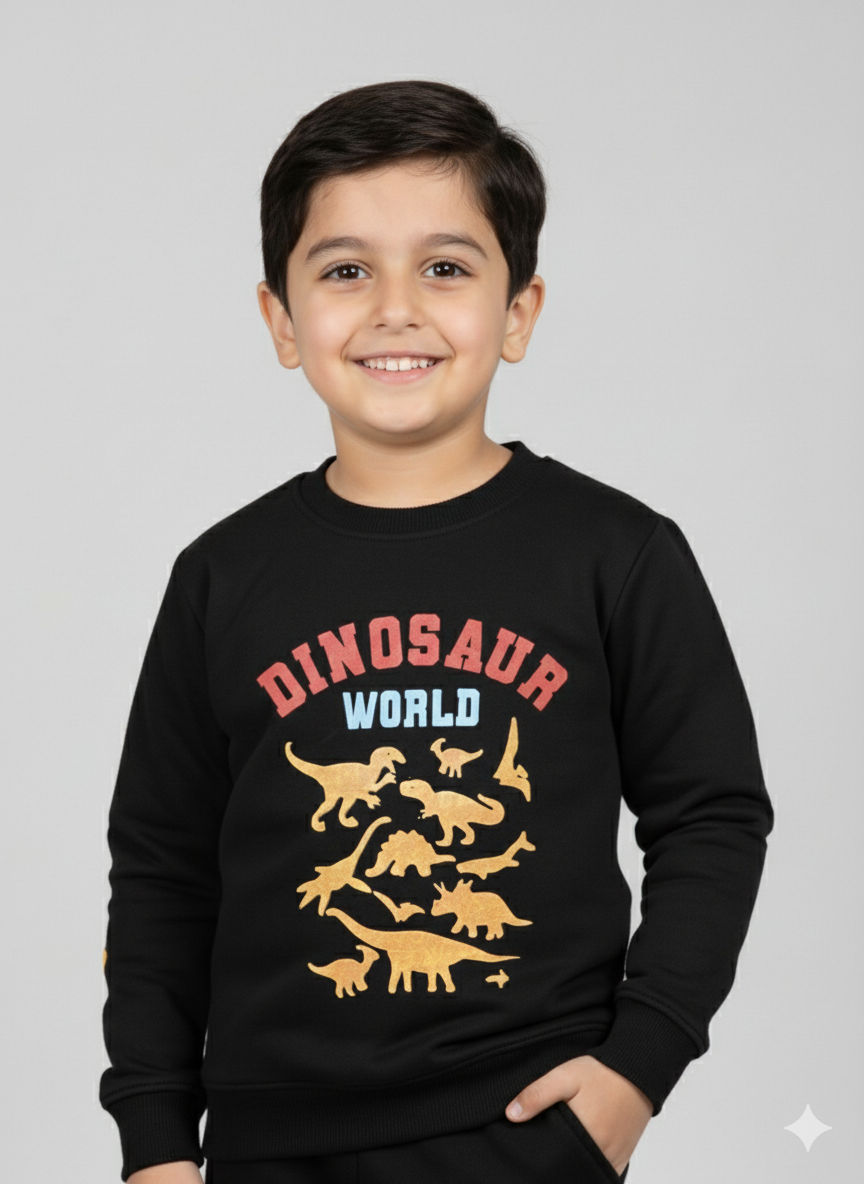 DINO-Black Winter Explorer" Boys' Winter Sweatshirt