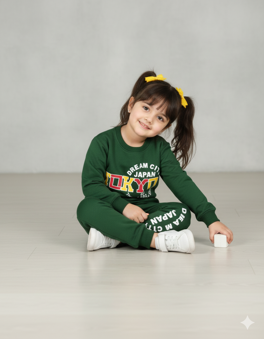 Dark Green Tokyo Beautiful Winter Set Soft Winter Fabric