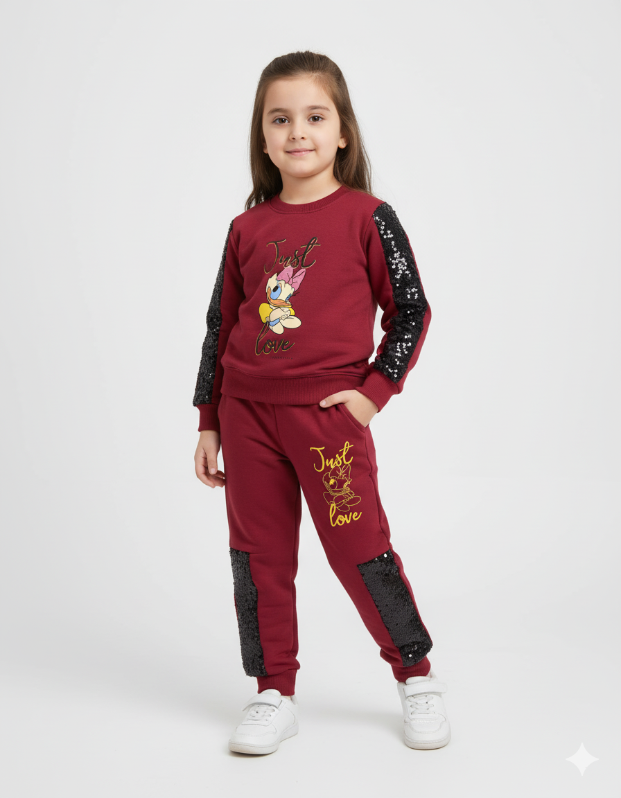 Sequin Net || Just Love Daisy Duck || Beautiful Maroonish Red || Winter Set Warm & Soft Winter Fabric
