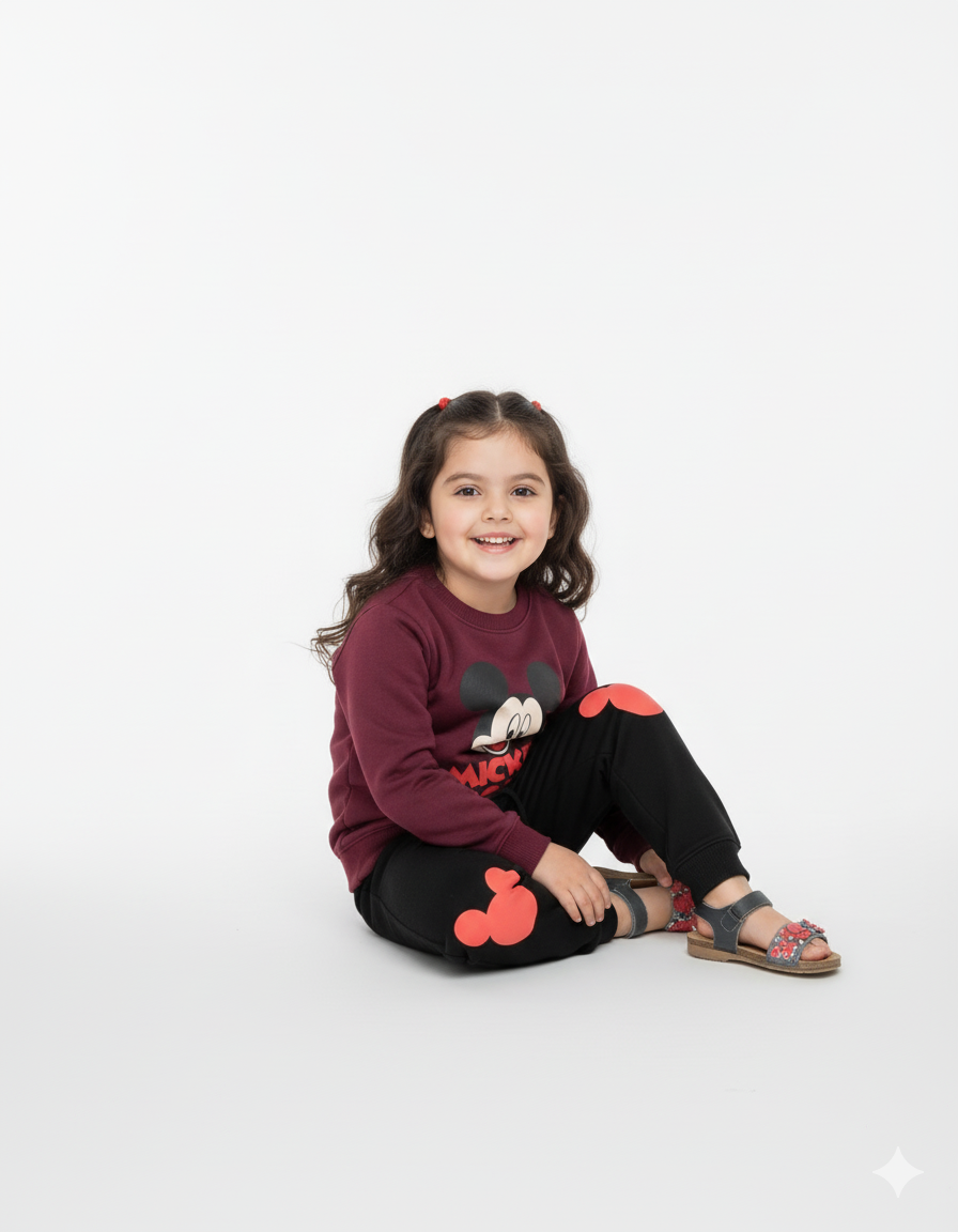 Mickey Mouse Maroonish || Beautiful Trendy || New Winter Arrival || Warm Soft Fleece
