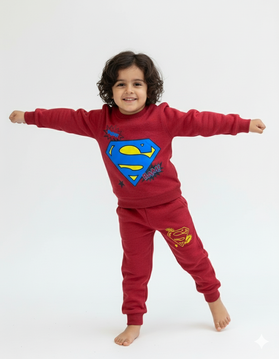 Mini Minors || Maroon Superman || Soft Winter Fabric