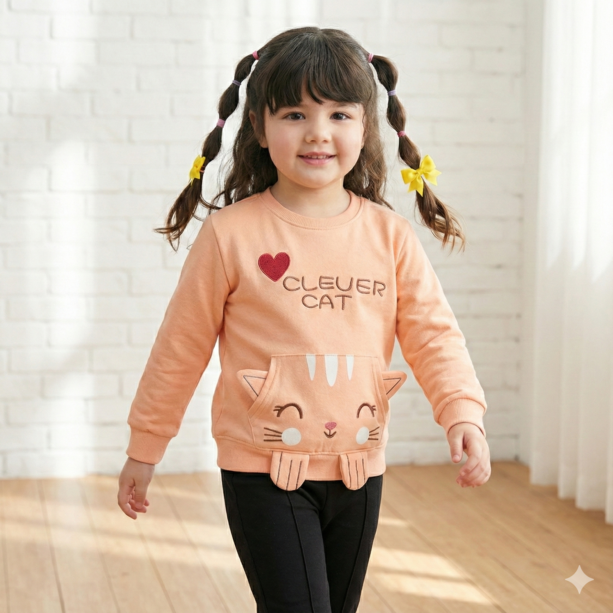Clever Cat Winter Sweatshirt & Pant Set for Babies | Soft Fleece Tracksuit