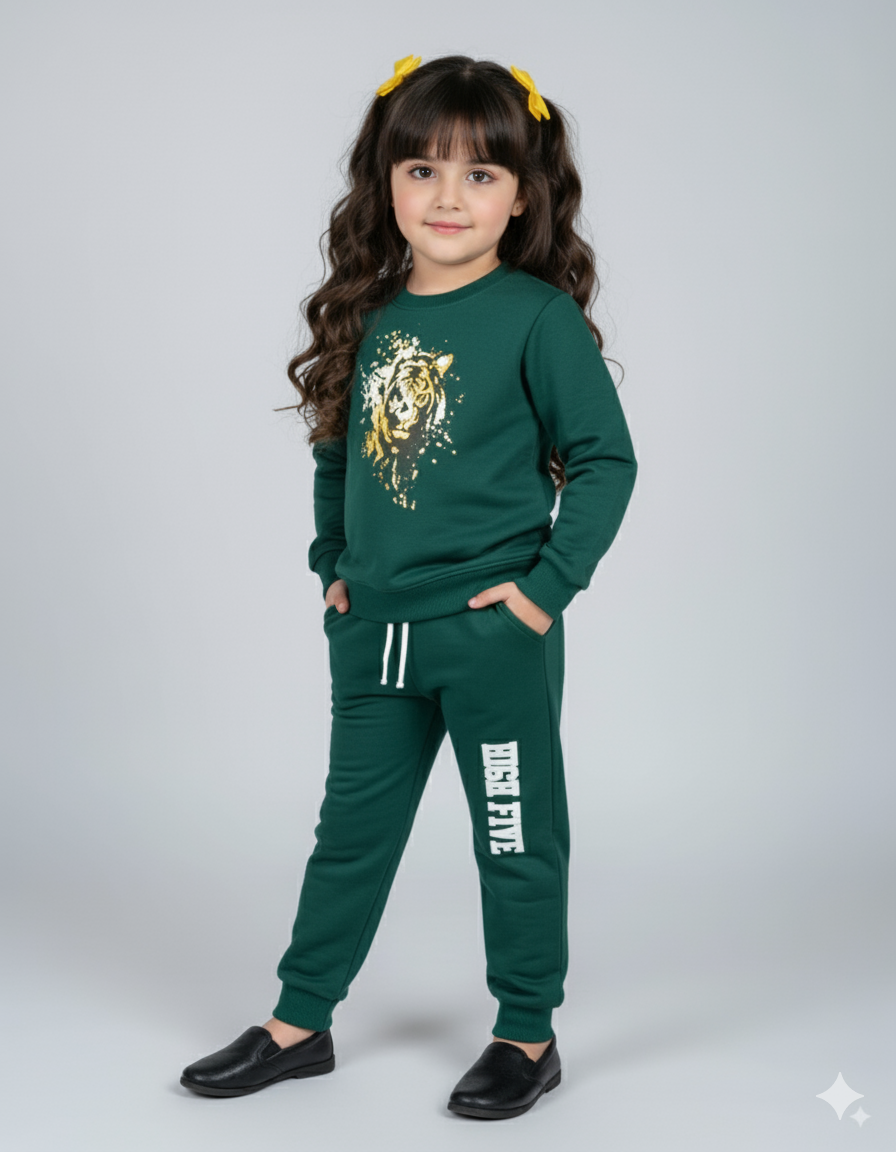 Kids Green Sweatshirt | “High Five” Winter Outfit for Boys & Girls