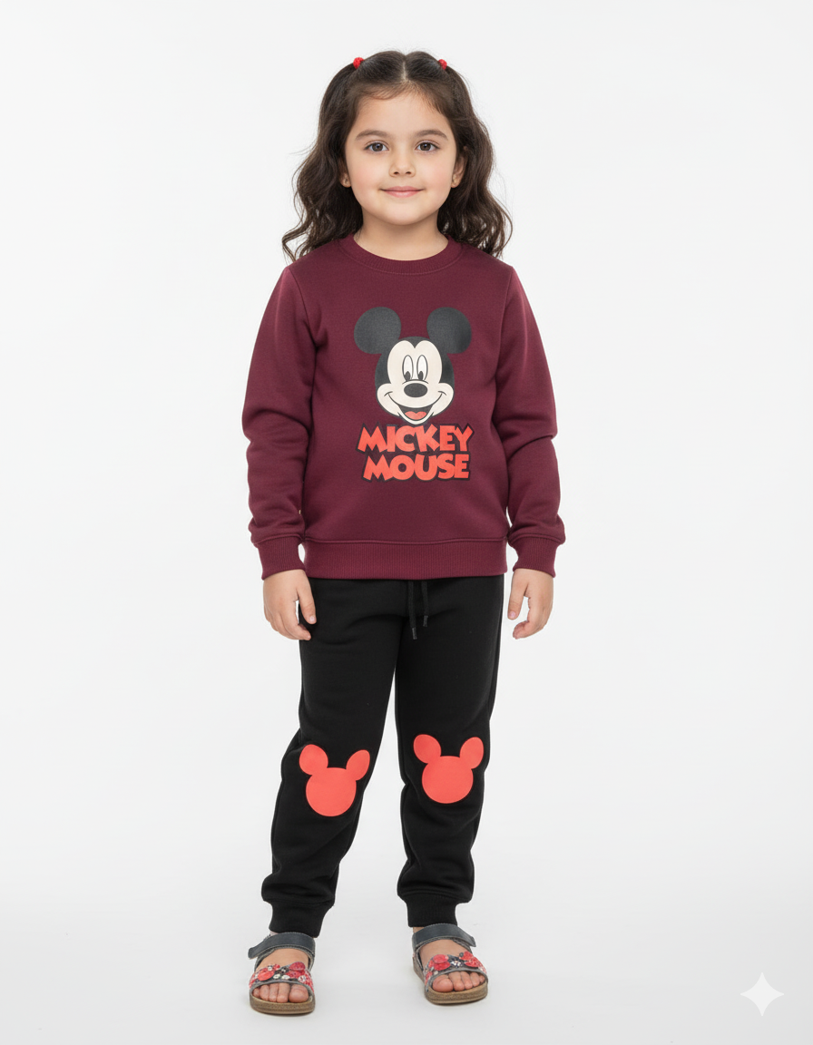 Mickey Mouse Maroonish || Beautiful Trendy || New Winter Arrival || Warm Soft Fleece