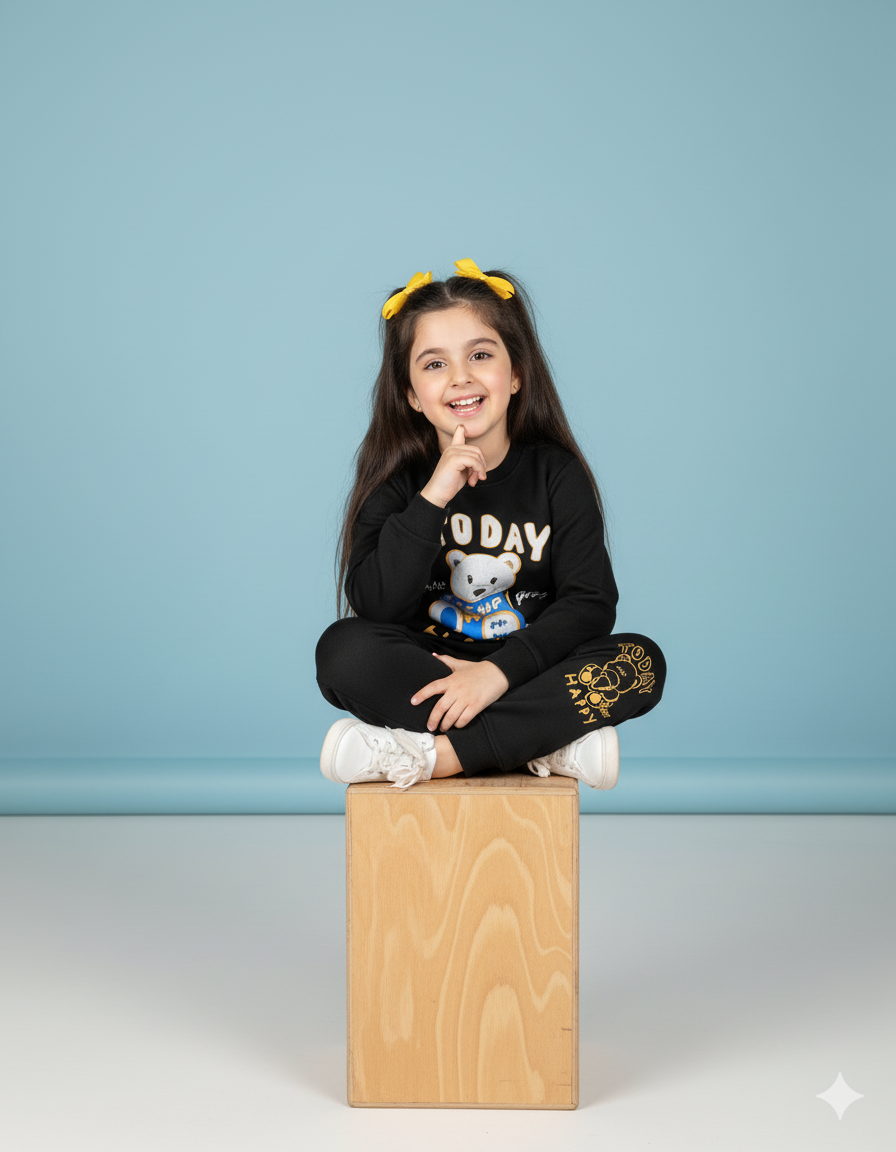 Black || Today Happy Bear|| Winter Set Soft Winter Fabric