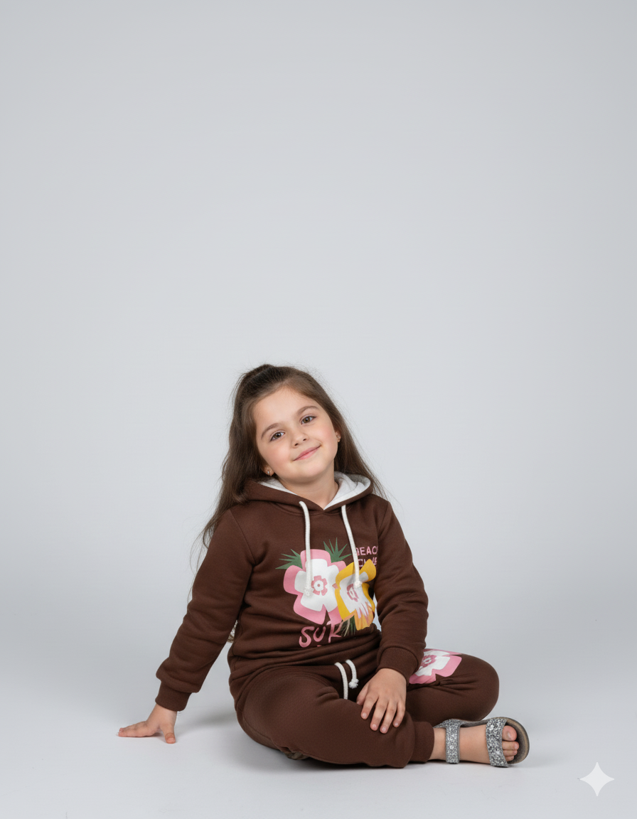 Kids Hoodie |Brown Tracksuit | Winter Wear for Girls