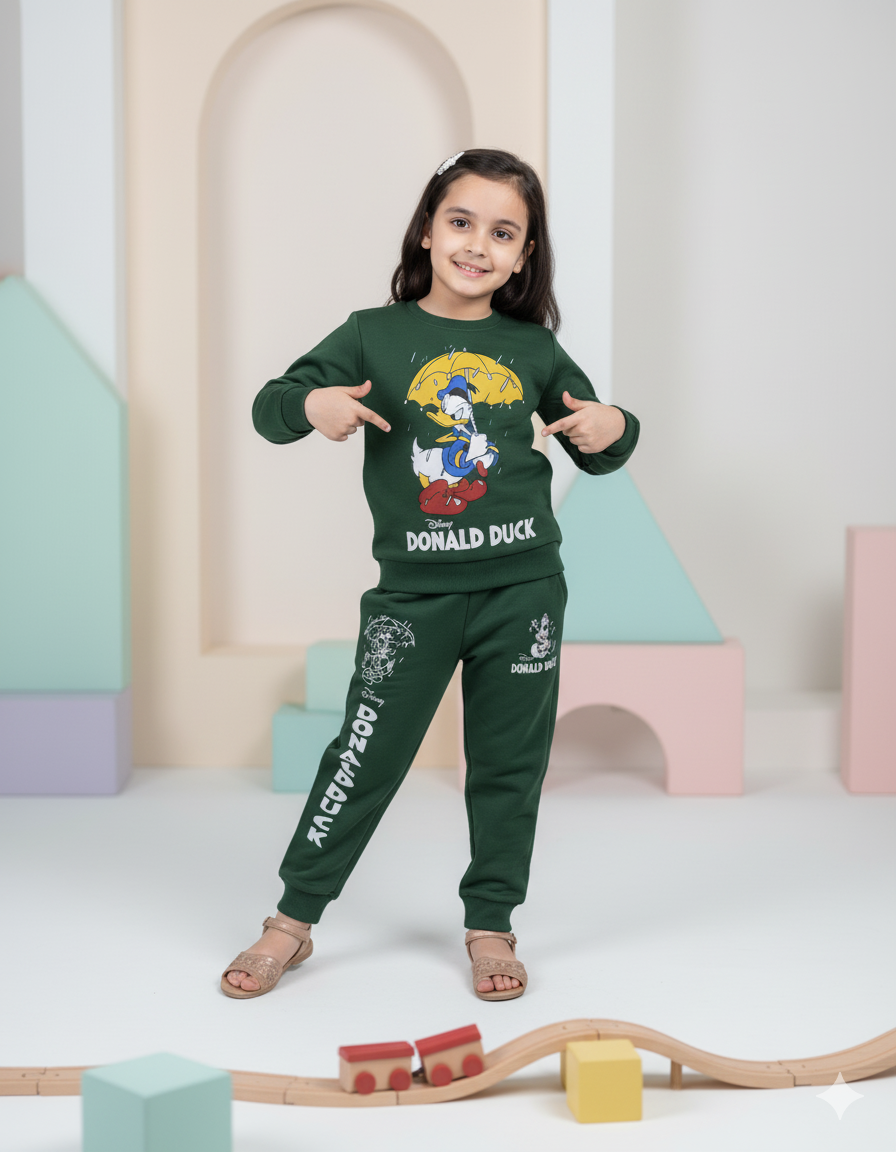 Dark Green Donald Duck Beautiful Winter Set Soft Winter Fabric