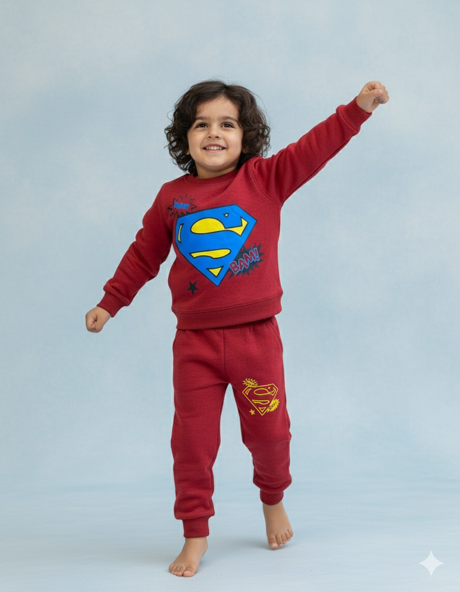 Mini Minors || Maroon Superman || Soft Winter Fabric