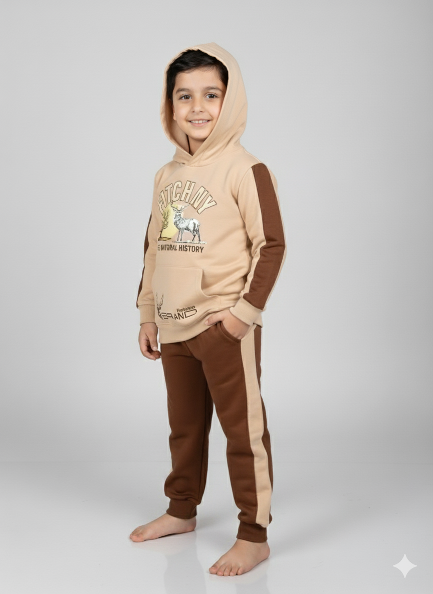 Kids Winter Hoodie & Jogger Set | Stylish Two-Tone Tracksuit for Boys & Girls