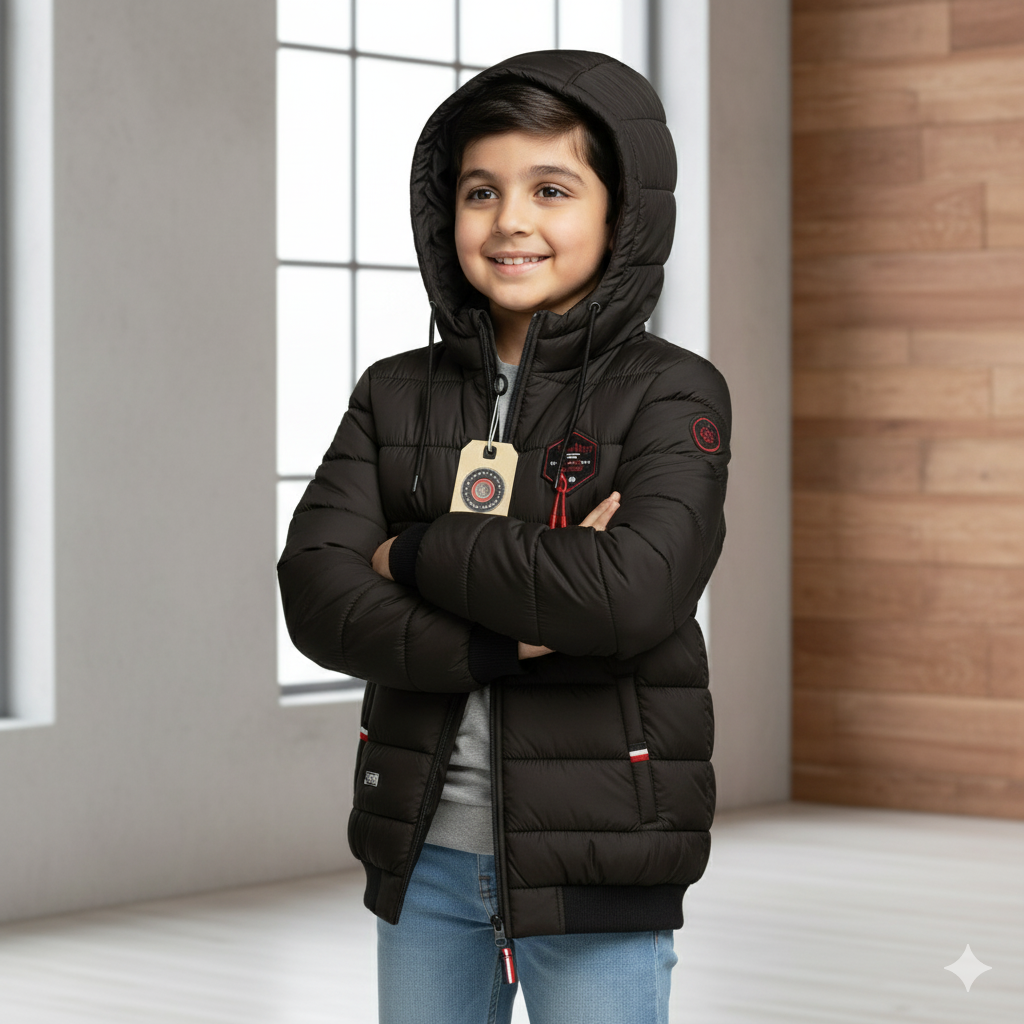 Men’s Black Puffer Jacket with Hood | Lightweight Quilted Winter Coat