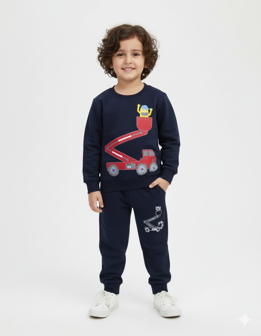 Packman on Truck || Navy Blue || Winter Soft Fabric