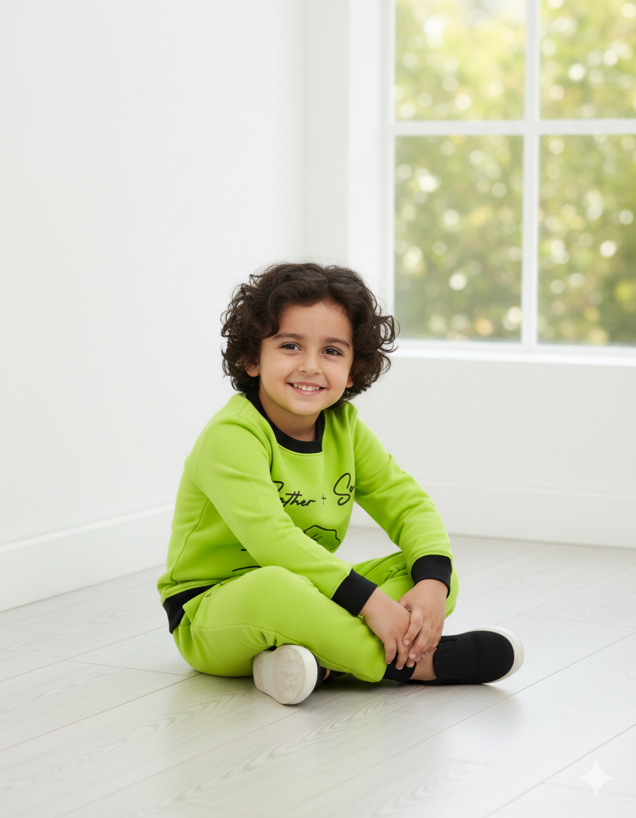 Highlight Cute Green || Father and Son || Soft Winter Fabric