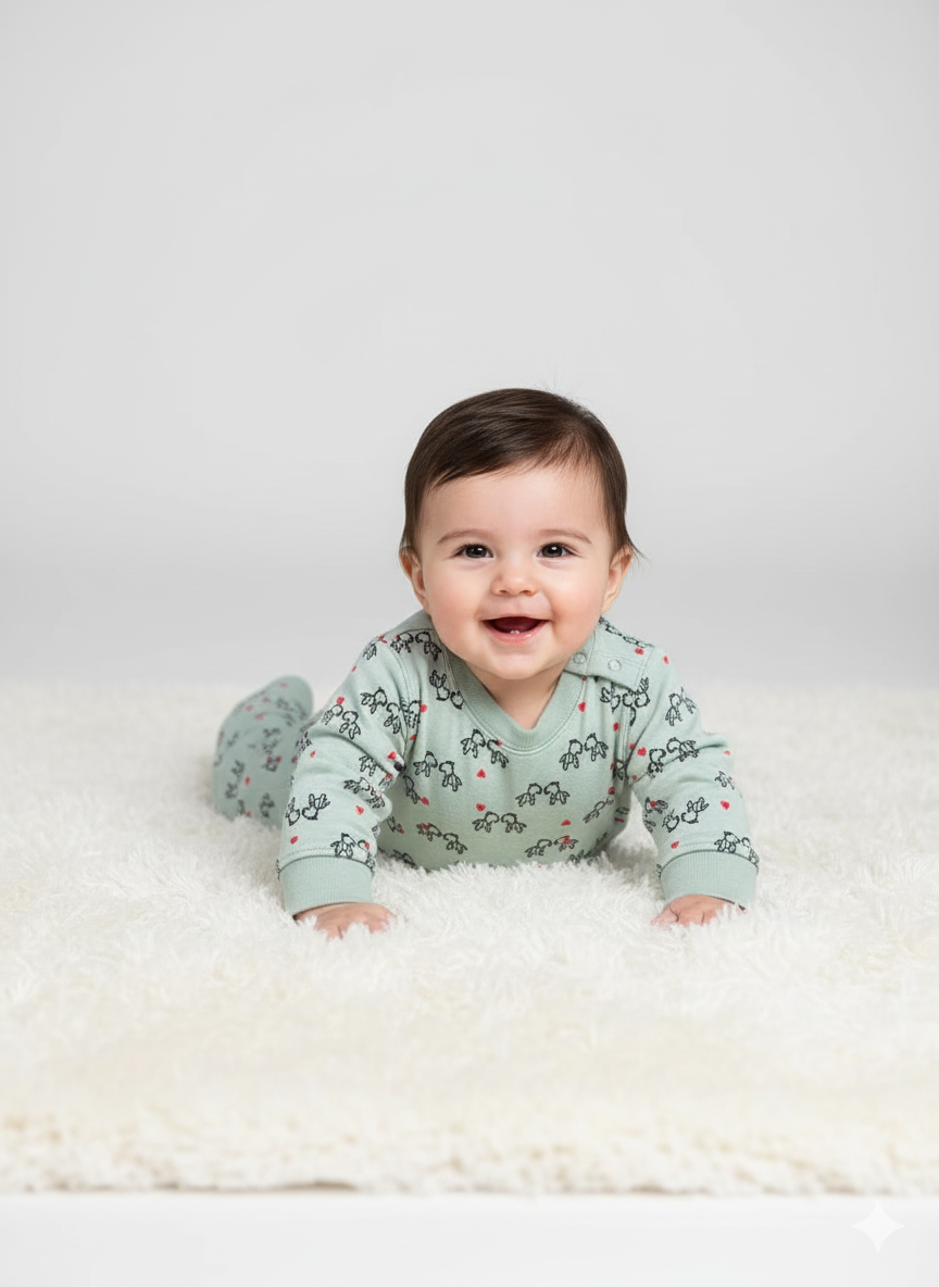 Pattern Romper || Greenish Shade || Beautiful Winter Romper Soft Fabric