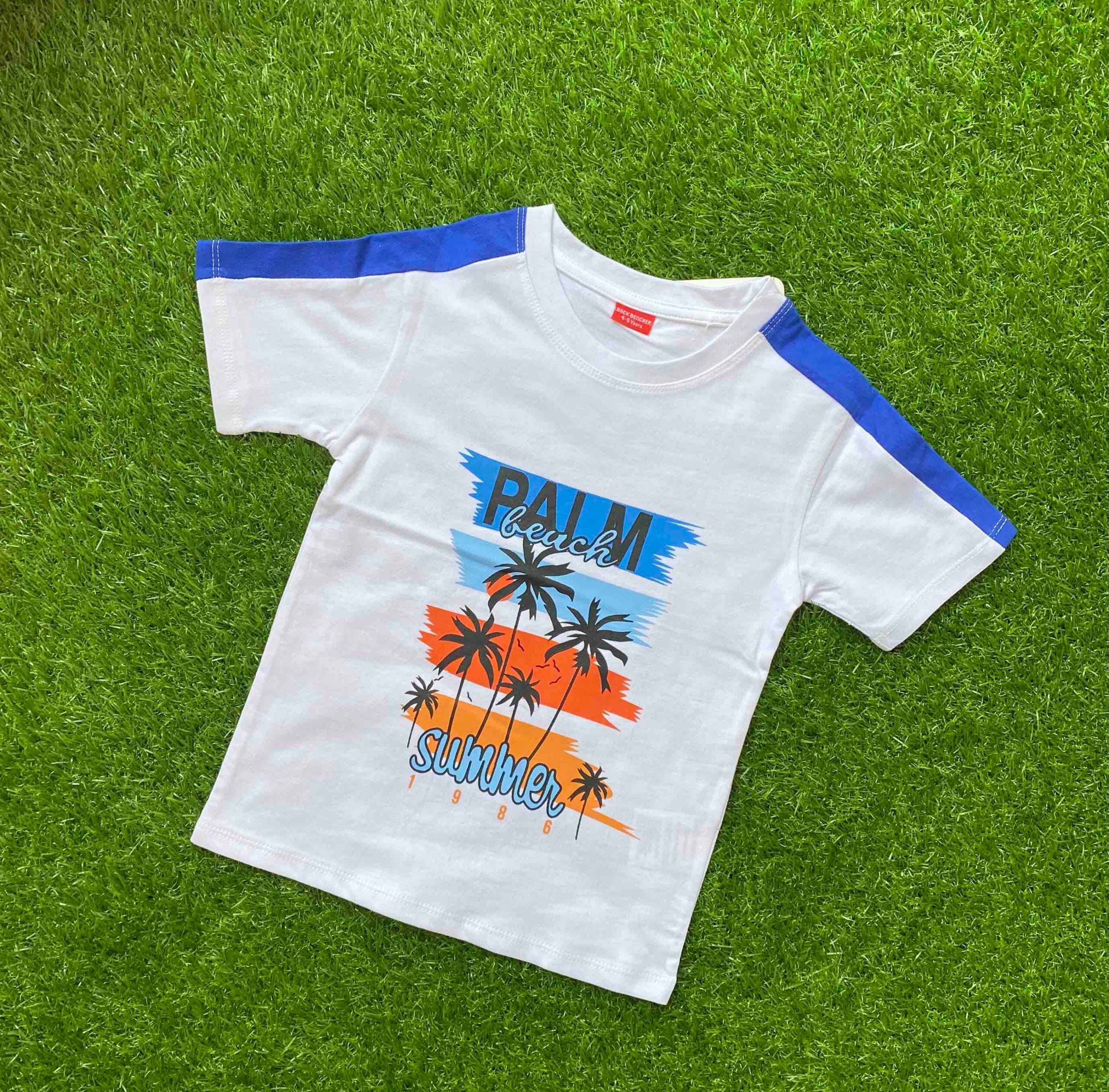 Tropical Breeze - White Palm Tree Shirt for Boys