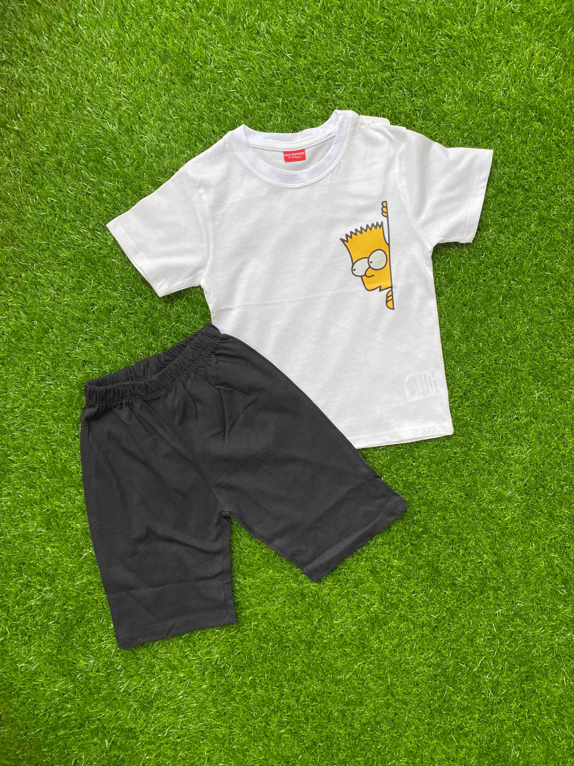 Emoticon Express - White Shorts & shirt set with Face Emoji for Boys
