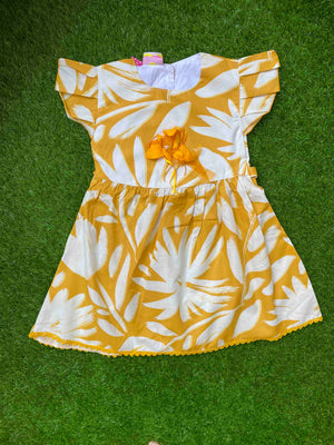 Mustard Sunflower - Yellow Mustard Frock for Girls