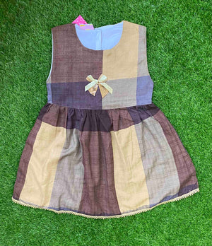 Earthy Elegance - Mix Brownish Frock for Girls