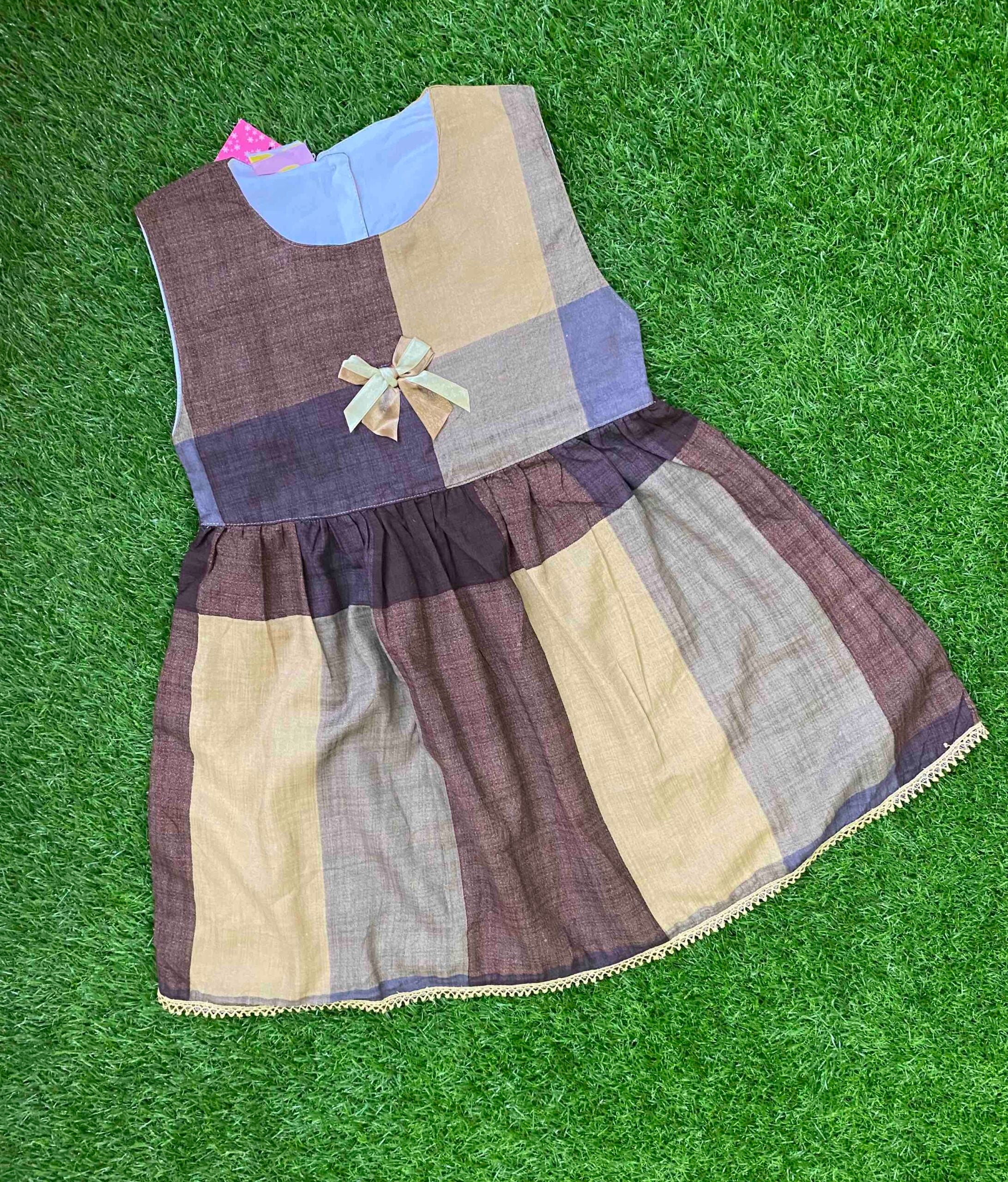 Earthy Elegance - Mix Brownish Frock for Girls