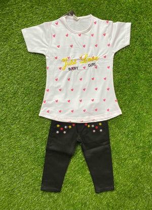 Sweet Hearts - White shirt for girls paired with black Jeans