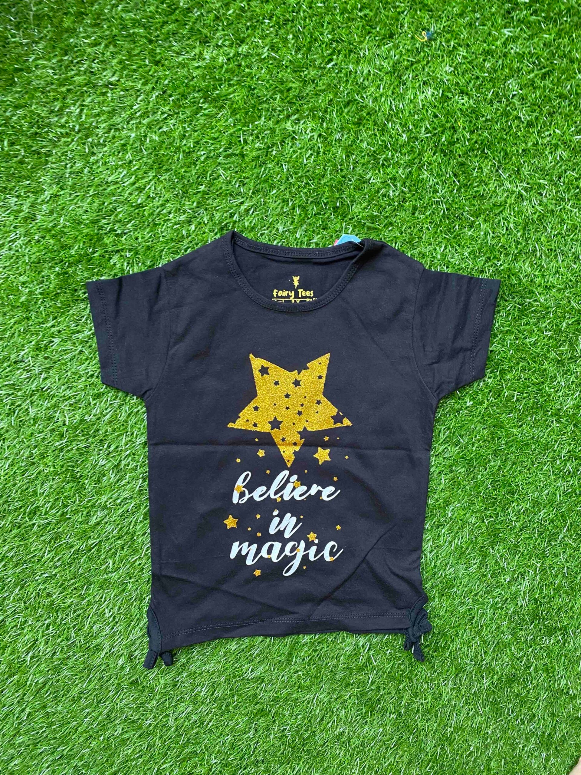 Stardust Dreams - Black Shirt Paired with Blue Jeans for girls