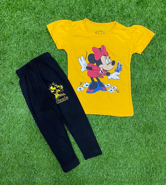 Yellow Shirt With Minnie Mouse Character Trendy Summer Set