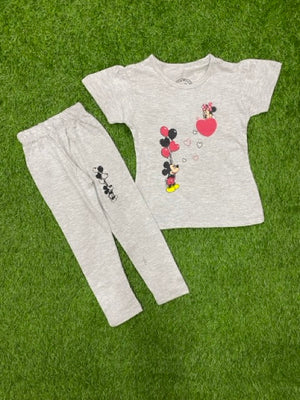 Grey Small Mickey Mouse giving hearts to Minnie Trendy Summer Set