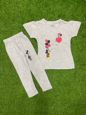 Grey Small Mickey Mouse giving hearts to Minnie Trendy Summer Set