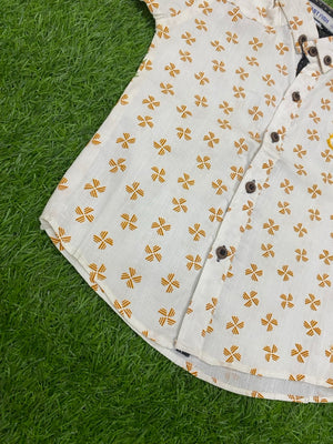 Tan Blossom Formal Shirt for Boys