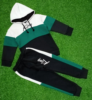 Kids Hoodie King Print Winter Tracksuit | Boys Casual Winter Outfit