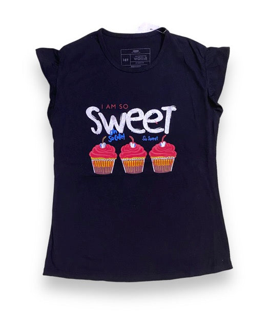Black Sweet Cupcake Delight Trendy Girls T-Shirt"