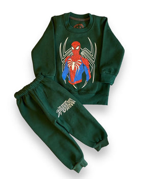 Dark Green Spiderman Beautiful Winter Set Soft Winter Fabric