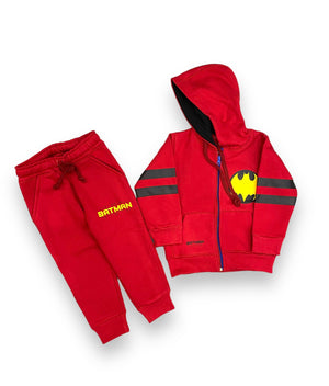 RED Batman || Zipper Hoodies Winter Tracksuits || Over FLEECE || Two sides pockets