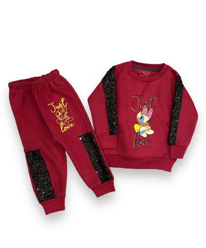 Sequin Net || Just Love Daisy Duck || Beautiful Maroonish Red || Winter Set Warm & Soft Winter Fabric