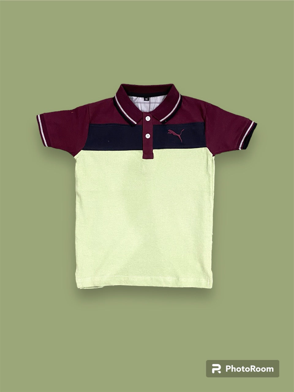 Dark Maroon, Crisp Black, and Light Green Polo Shirt