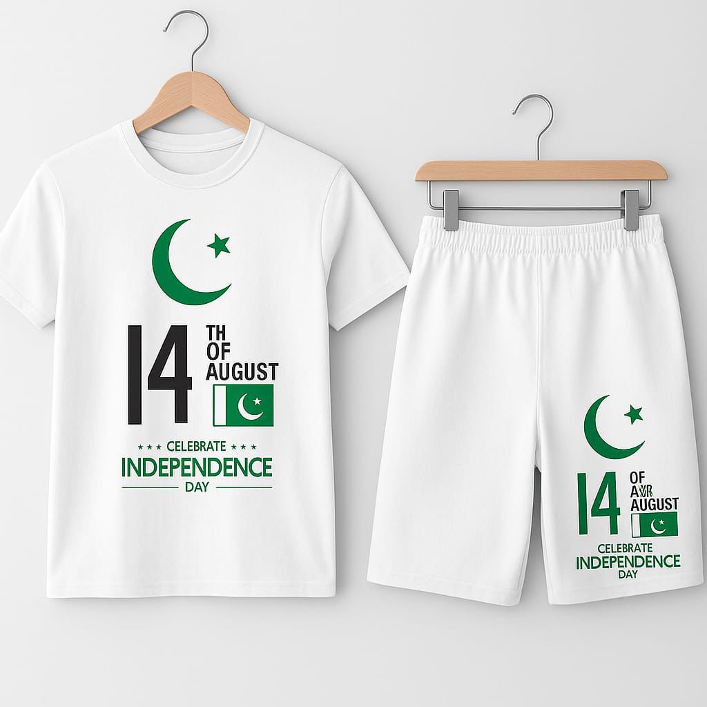 14th August Independence Day Kids T-Shirt & Shorts Set