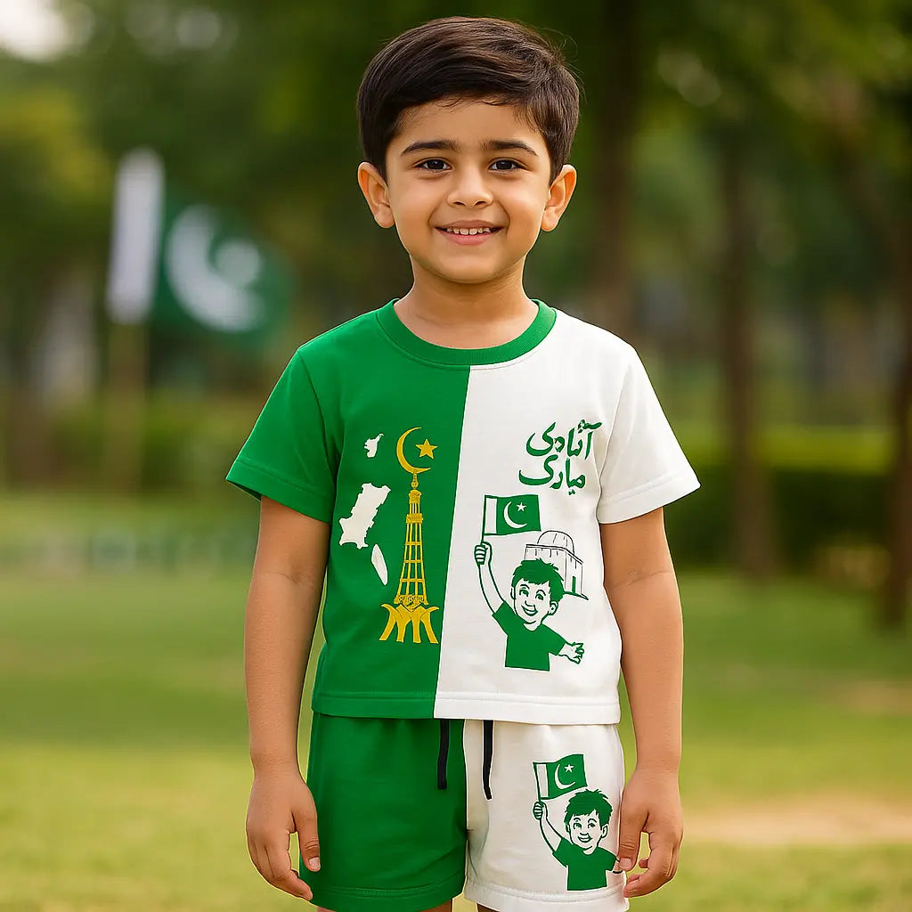 Azadi Mubarak Kids T-Shirt & Shorts Set