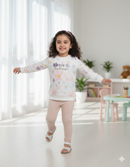 Barbie Girl Floral Printed Fleece Suit for Girls | Cozy Winter Sweatshirt & Trouser Set