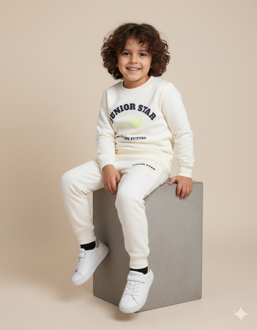 Premium White ||  Junior Star Cinnamon Cozy Soft Premium Winter Fabric