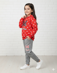 Minnie Mouse Red Polka Dot Fleece Hoodie Set for Girls | Winter Warm Outfit