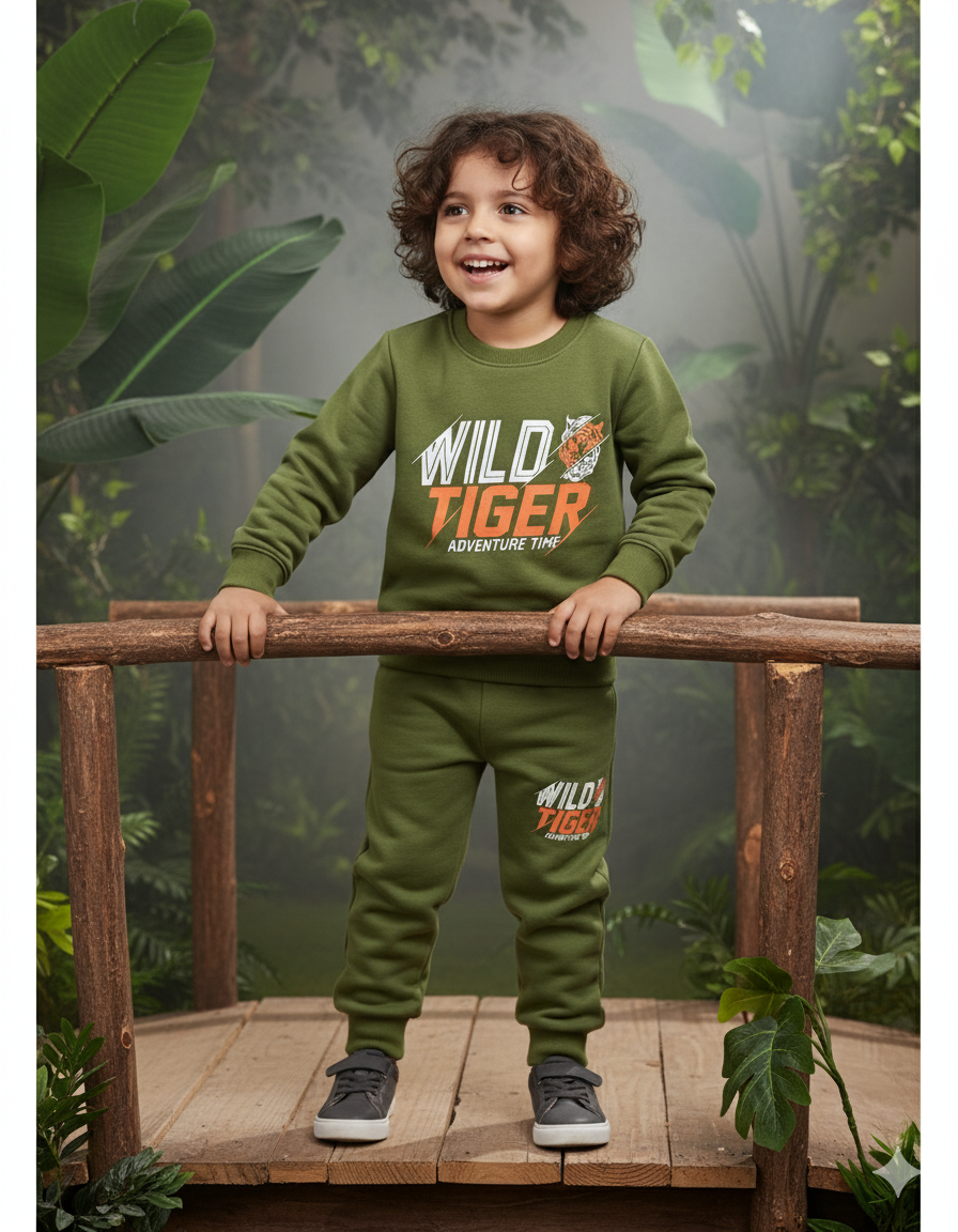Greenish || Wild TIger Adventure Time || Winter Set Soft Winter Fabric