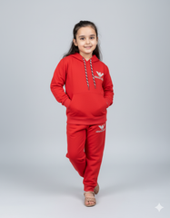 Kids Red Armani Hoodie & Jogger Set | Winter Tracksuit for Boys & Girls