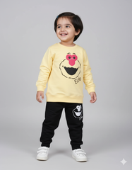 Kids Yellow Elmo Sweatshirt & Black Jogger Set | Winter Outfit for Boys & Girls