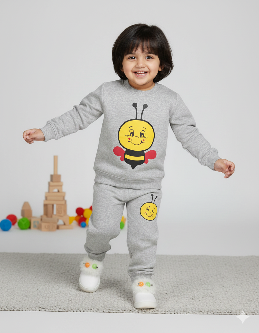 Blowing Light Grey || Smiley || Winter || Very Soft and Warm Tracksuit