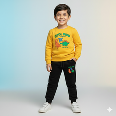 Boys Yellow Cool Dino Tracksuit  | Winter Outfit