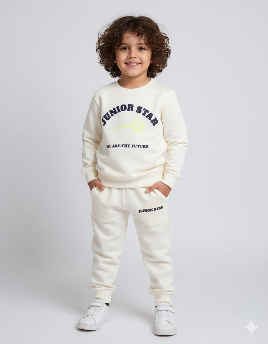 Premium White ||  Junior Star Cinnamon Cozy Soft Premium Winter Fabric