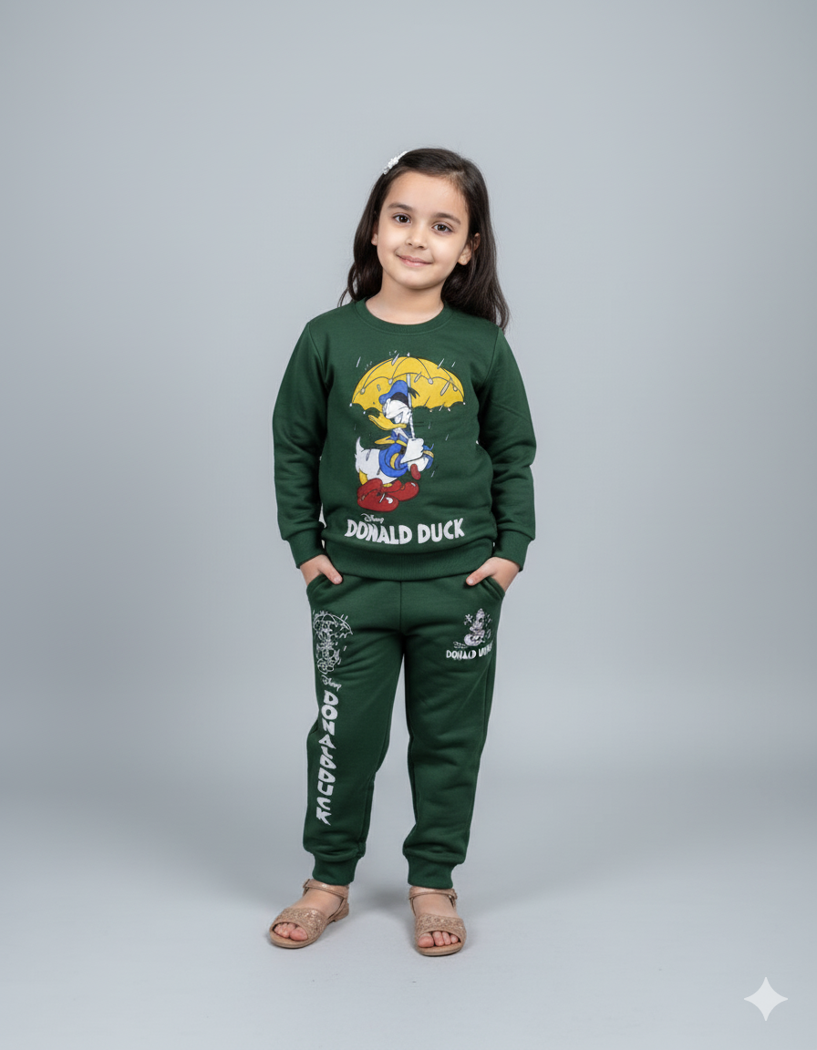 Dark Green Donald Duck Beautiful Winter Set Soft Winter Fabric